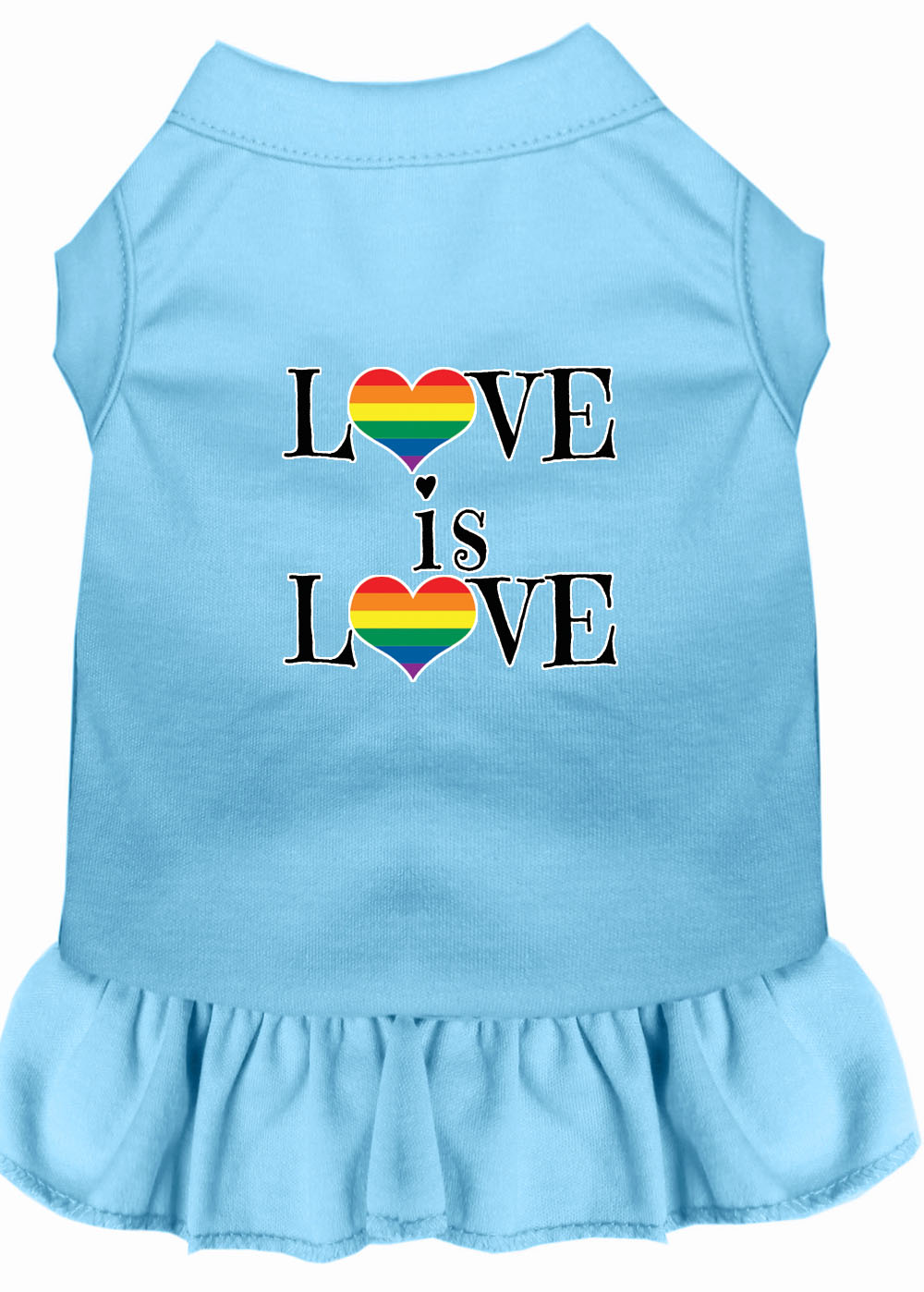 Love is Love Screen Print Dog Dress Baby Blue XS